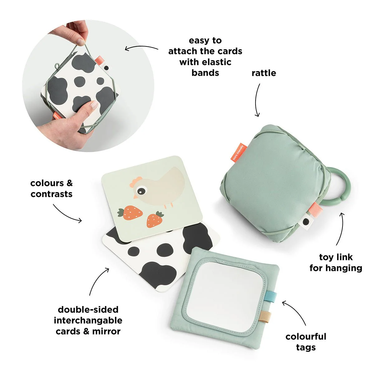 Baby contrast card holder Tiny farm Green - Image 6