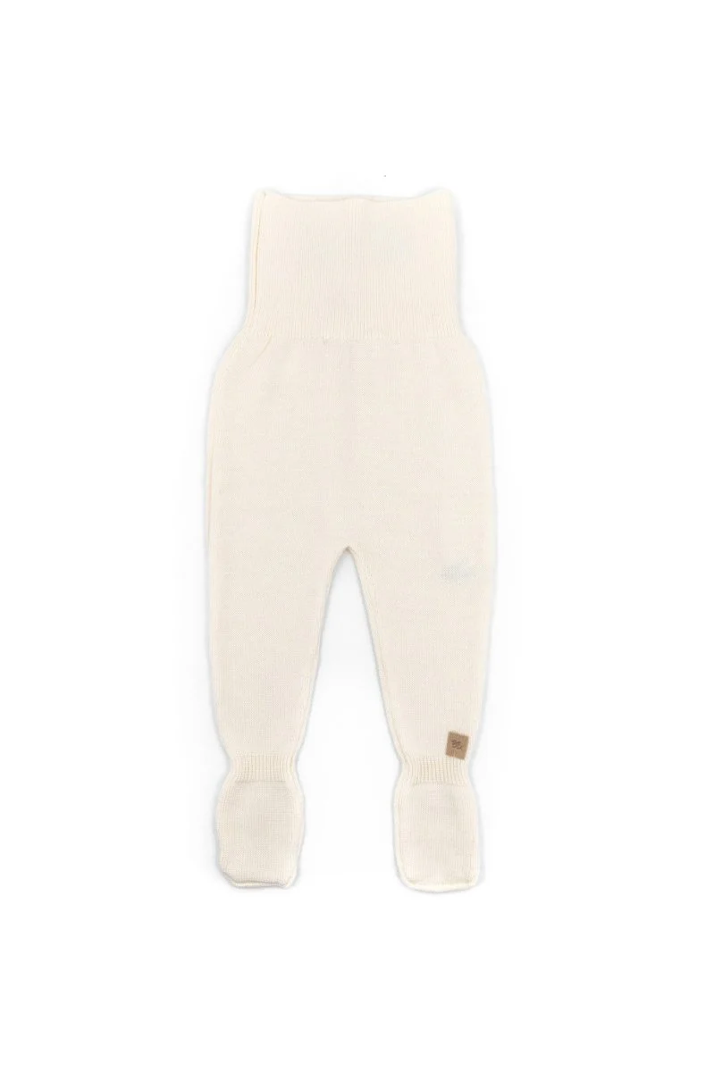 Bamboom Baby Broekje Met Voetjes Knitted Wit
