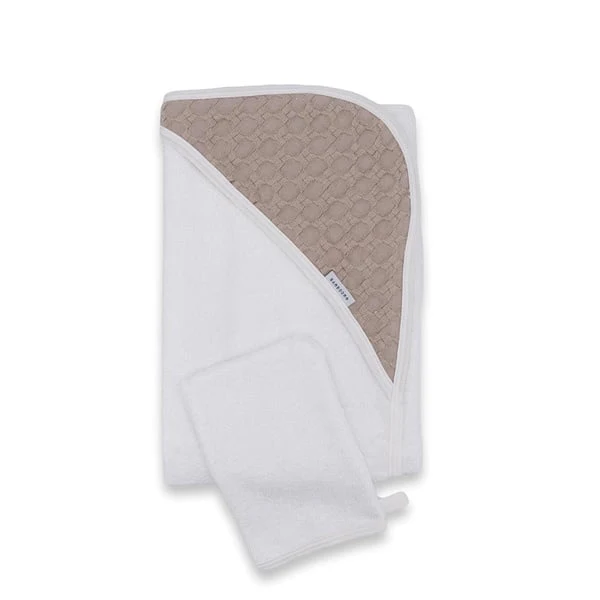 Bamboom Badcape Baby Met Washandje Duo Honey/ Sand