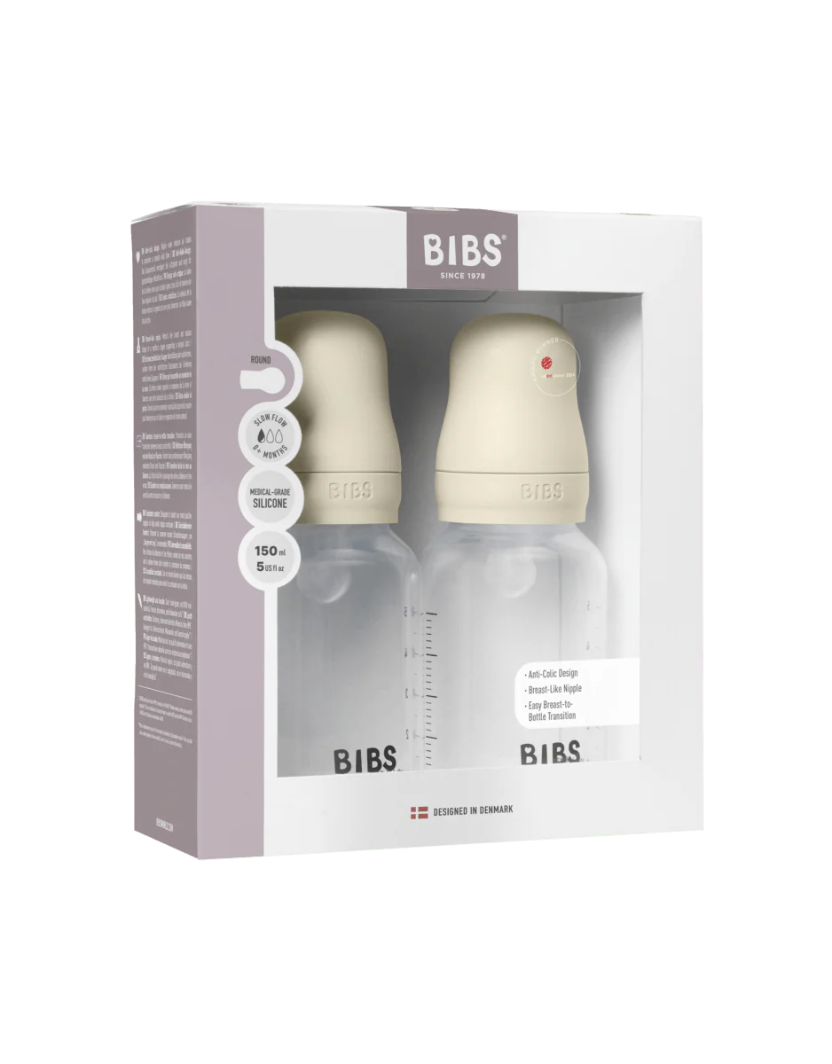 BIBS Flesspeen Rond Silicone 2 Pack 150 Ml Slow Flow Ivory - Image 2