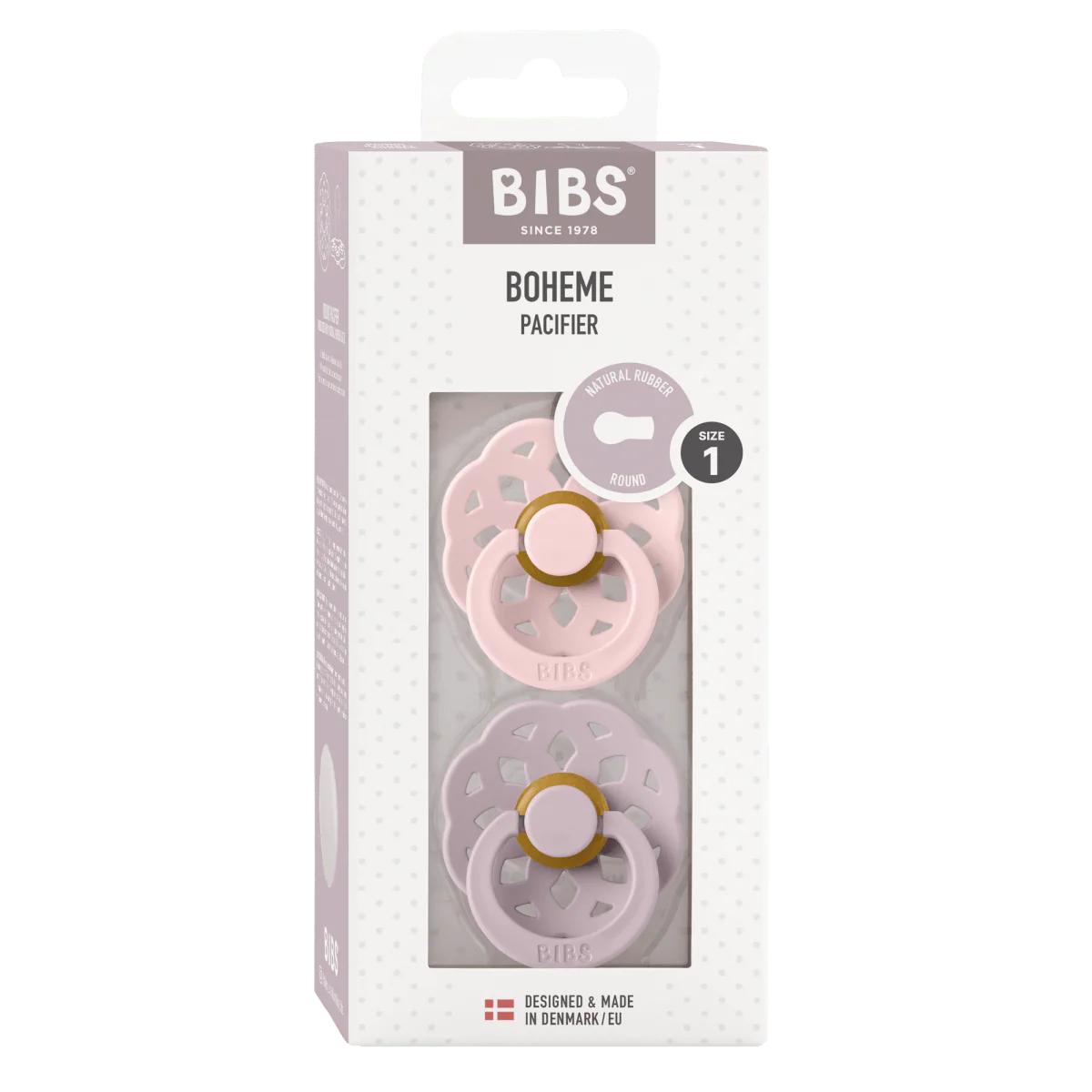 BIBS Speen Maat 1 Latex Boheme Blossom/Dusky Lilac 2st - Image 2