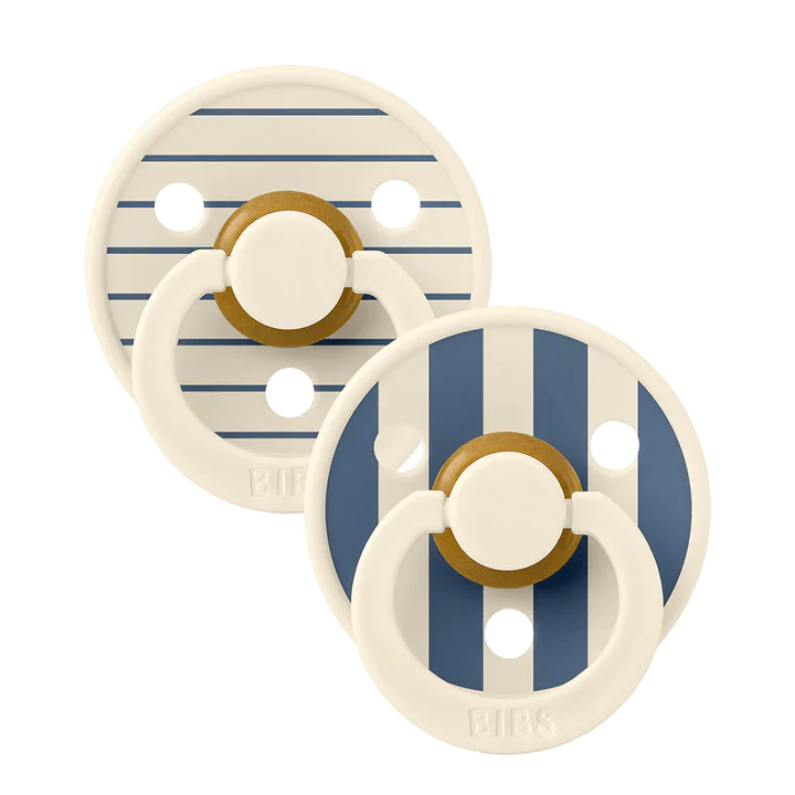 BIBS Speen Maat 1 Pin/Ivory Steel Blue 2St
