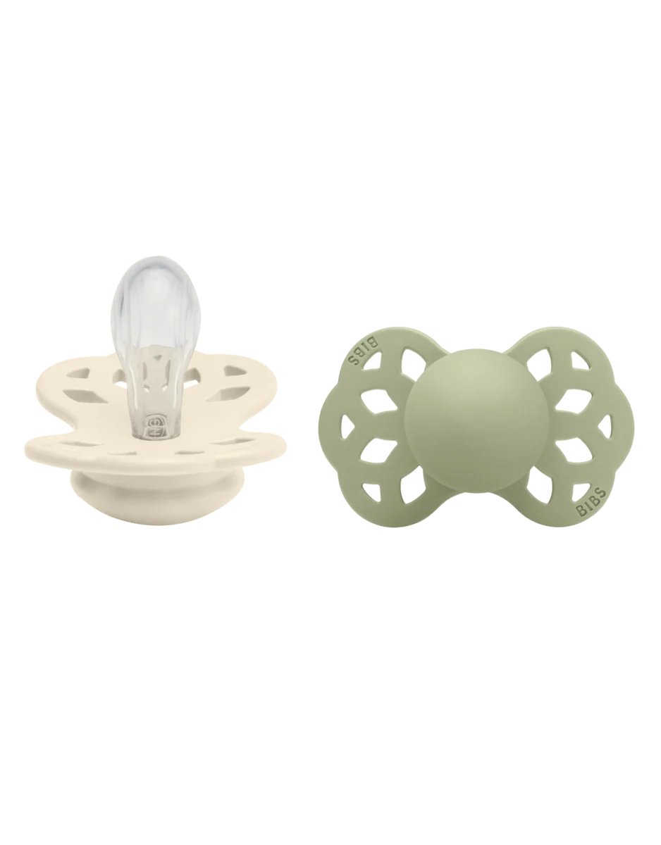 BIBS Speen Maat 1 Silicone Symmetrical Ivory/Sage 2st
