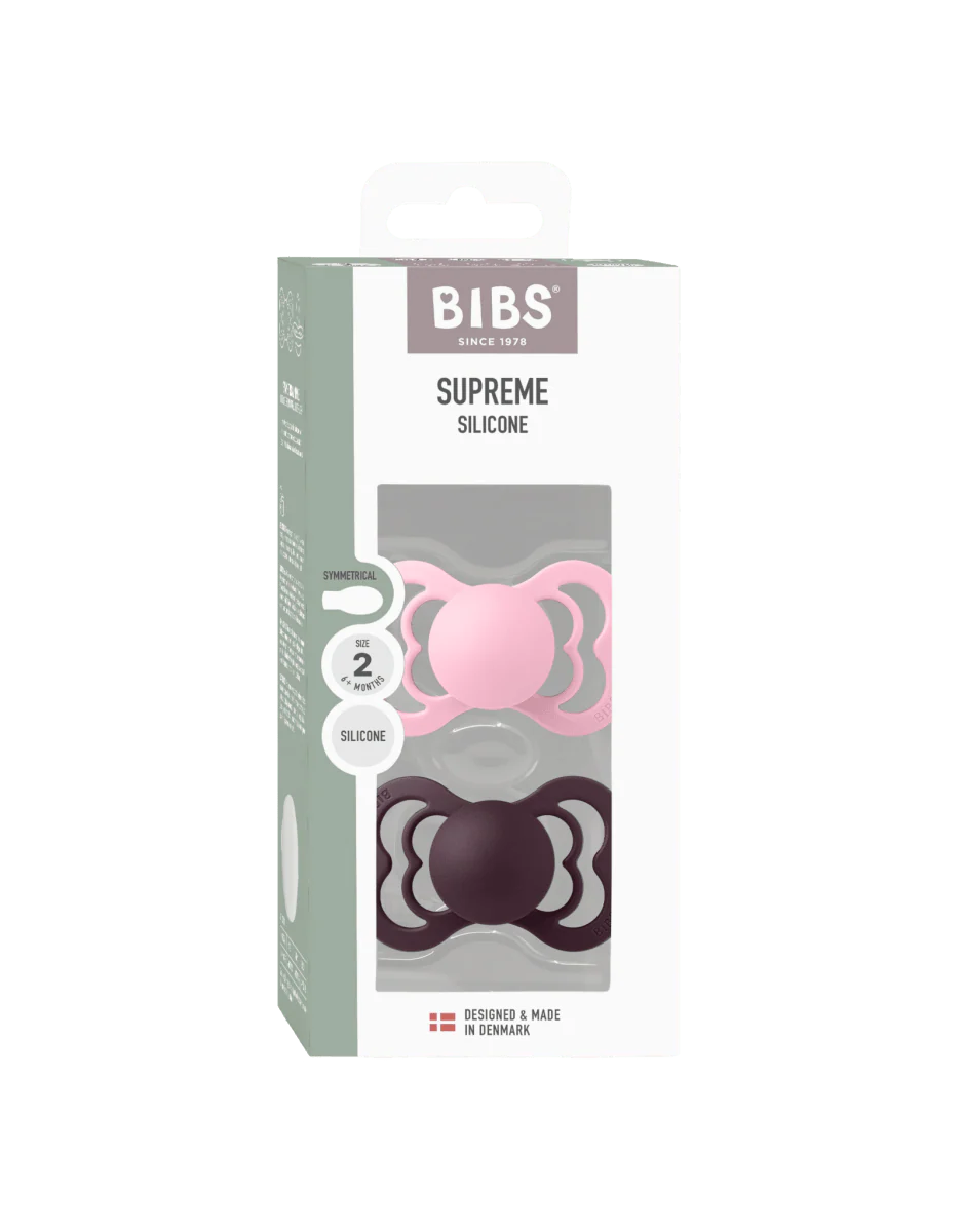 BIBS Spenen Maat 1 Supreme Siliconen Baby Pink/Plum 2st - Image 5