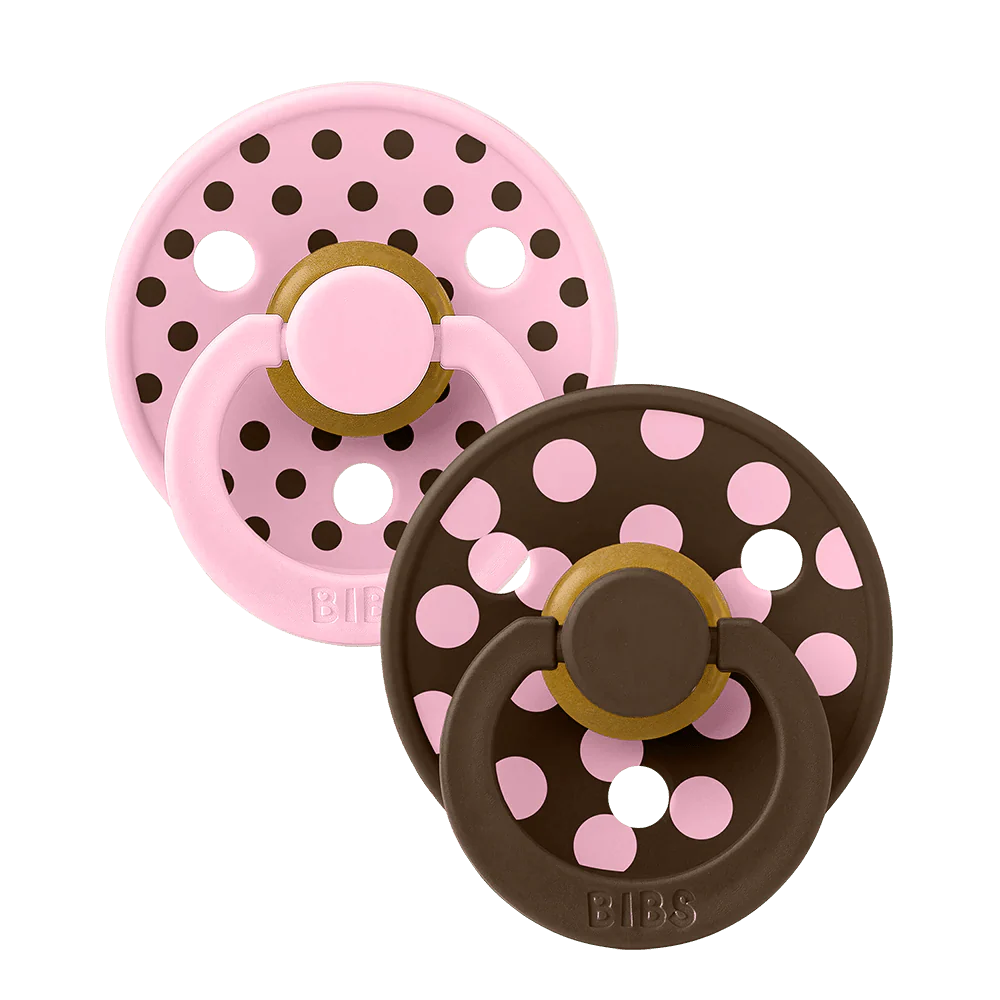 BIBS Spenen Maat 2 Studio Colour Polka Latex Baby Pink/Mocha 2st