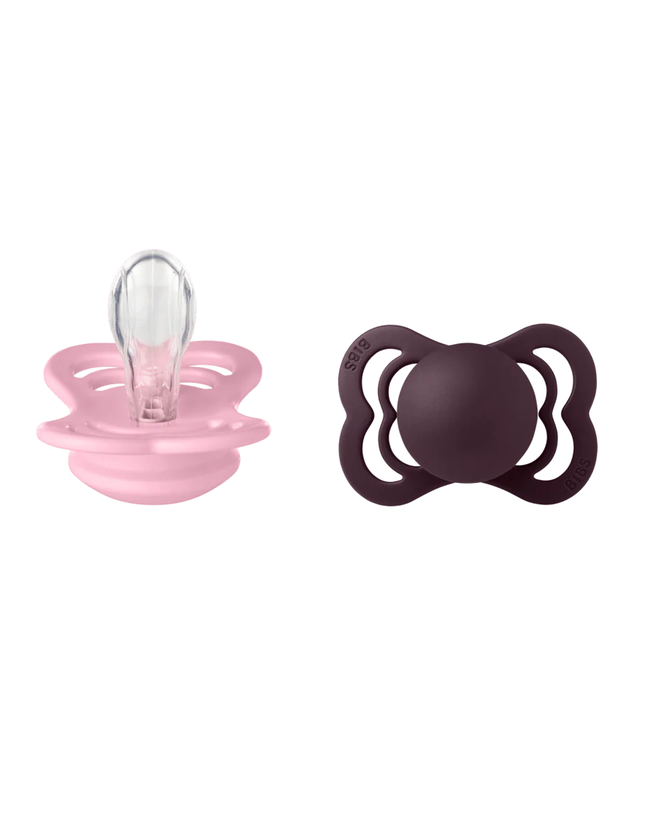BIBS Spenen Maat 2 Supreme Siliconen Baby Pink/Plum 2st - Image 2