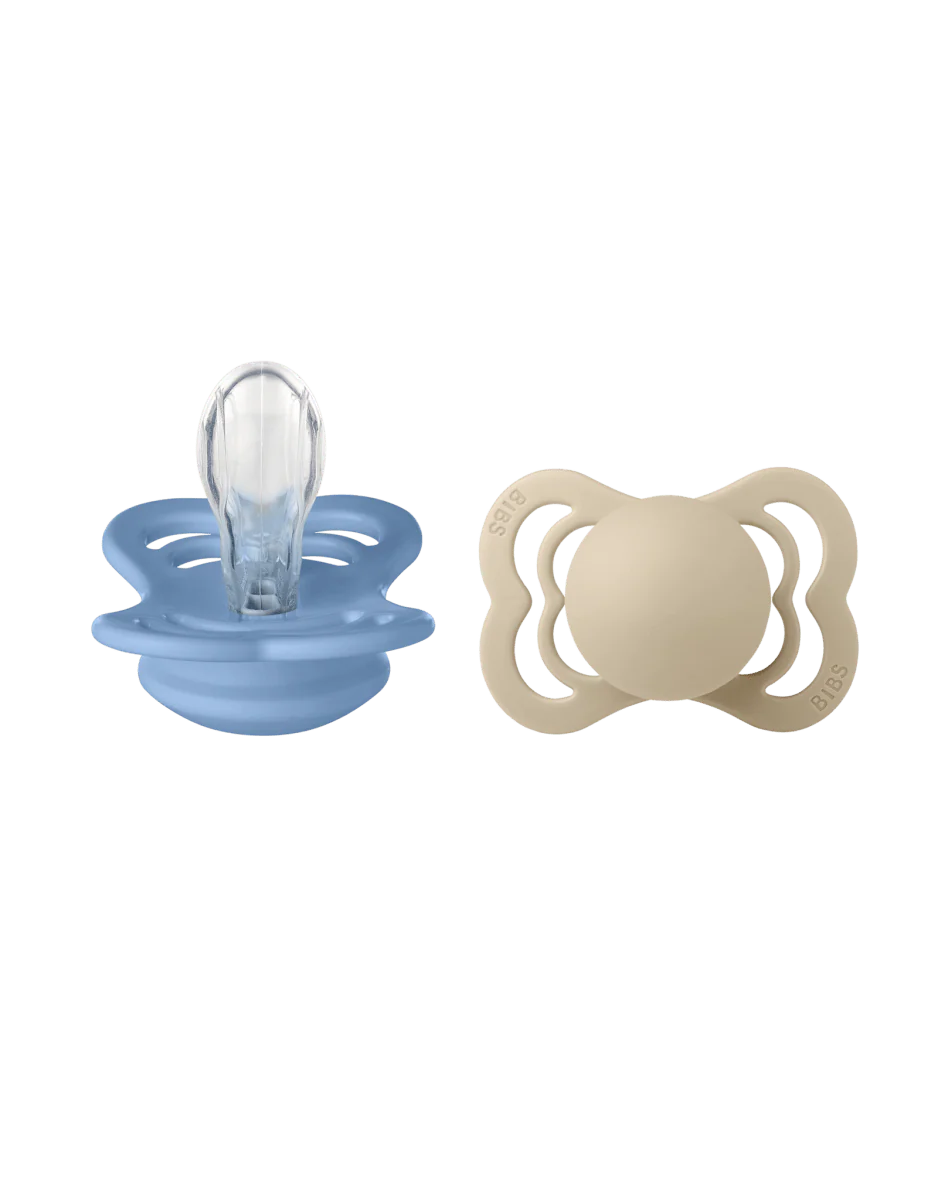 BIBS Spenen Maat 2 Supreme Siliconen Vanilla/Sky Blue 2st - Image 2
