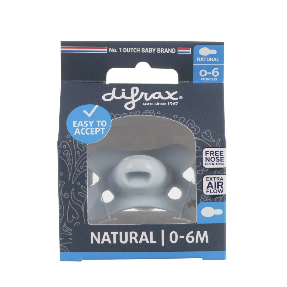 Difrax Speen 0-6 Uni Naturel Ice Blauw - Image 2