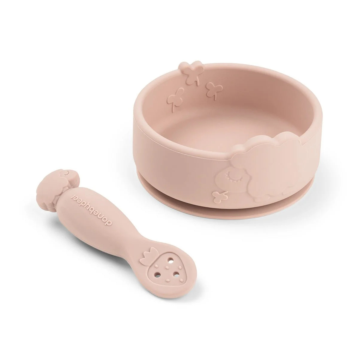 Done by Deer Kinderservies Set Stick & Stay Kom En Lepel Sheepy Powder