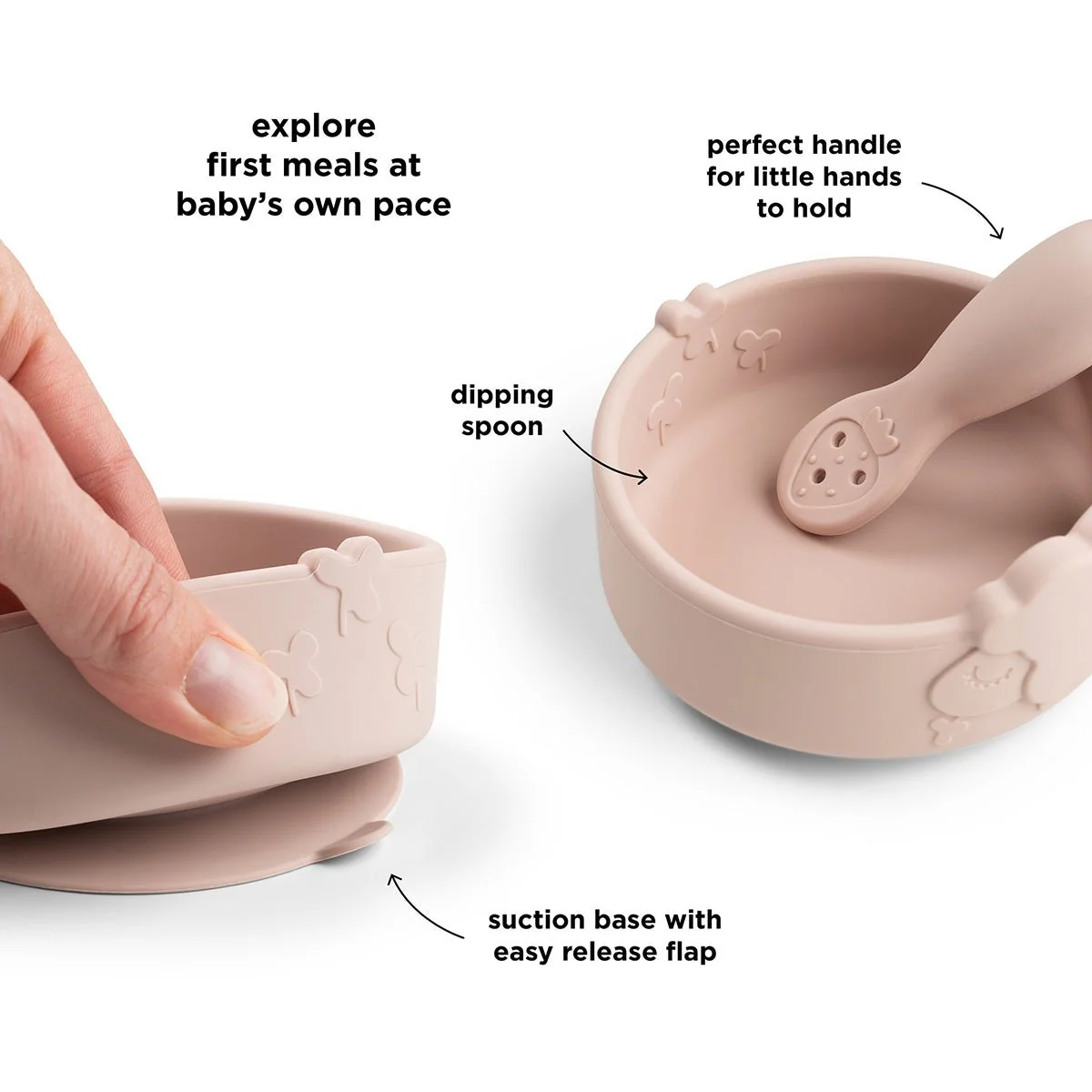 Done by Deer Kinderservies Set Stick & Stay Kom En Lepel Sheepy Powder - Image 6