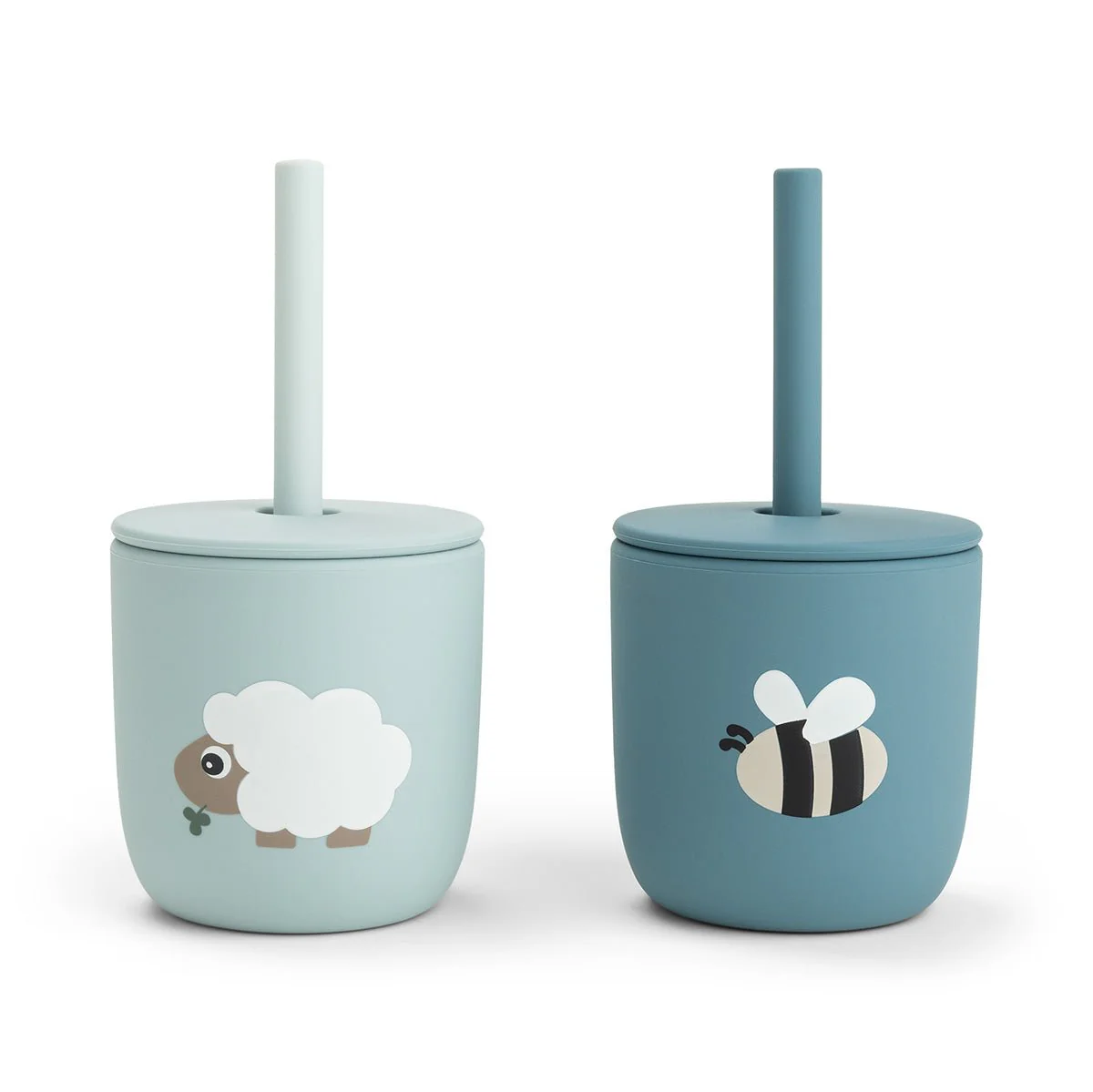 Done by Deer Rietjesbeker Siliconen Tiny Farm Blue 2St