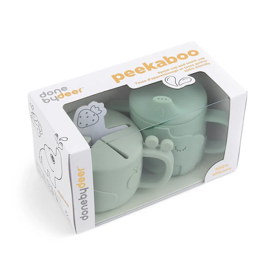 Done by Deer Snackbakje Met Drinkbeker Set Deer Friends Green - Image 4