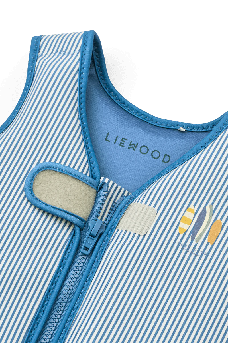 Dove Seersucker Swim vest stripe Riverside / Creme - Image 3