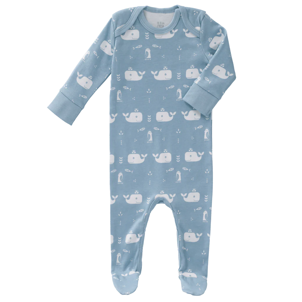 Fresk Baby Pyjama Met Voet Whale Blue Fog