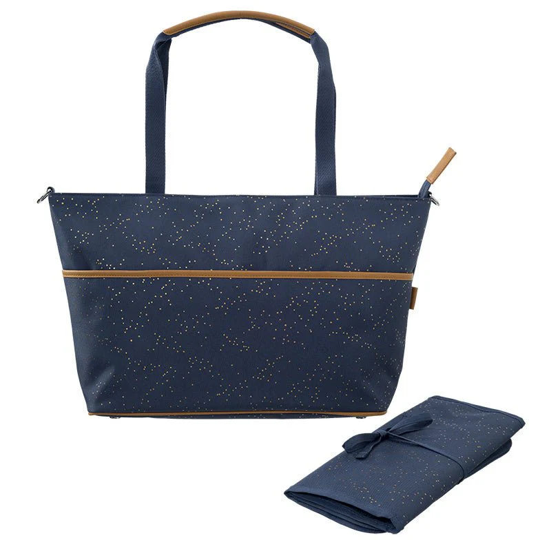 Fresk Luiertas met Verschoningsmat – Indigo Dots – Gerecycled Polyester – 50x28x17 cm