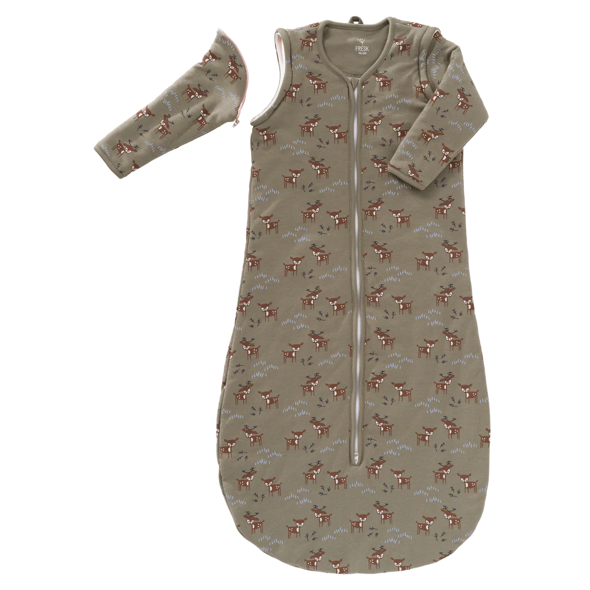 Fresk Slaapzak Baby Deer Met Afritsbare Mouw Olive 60cm
