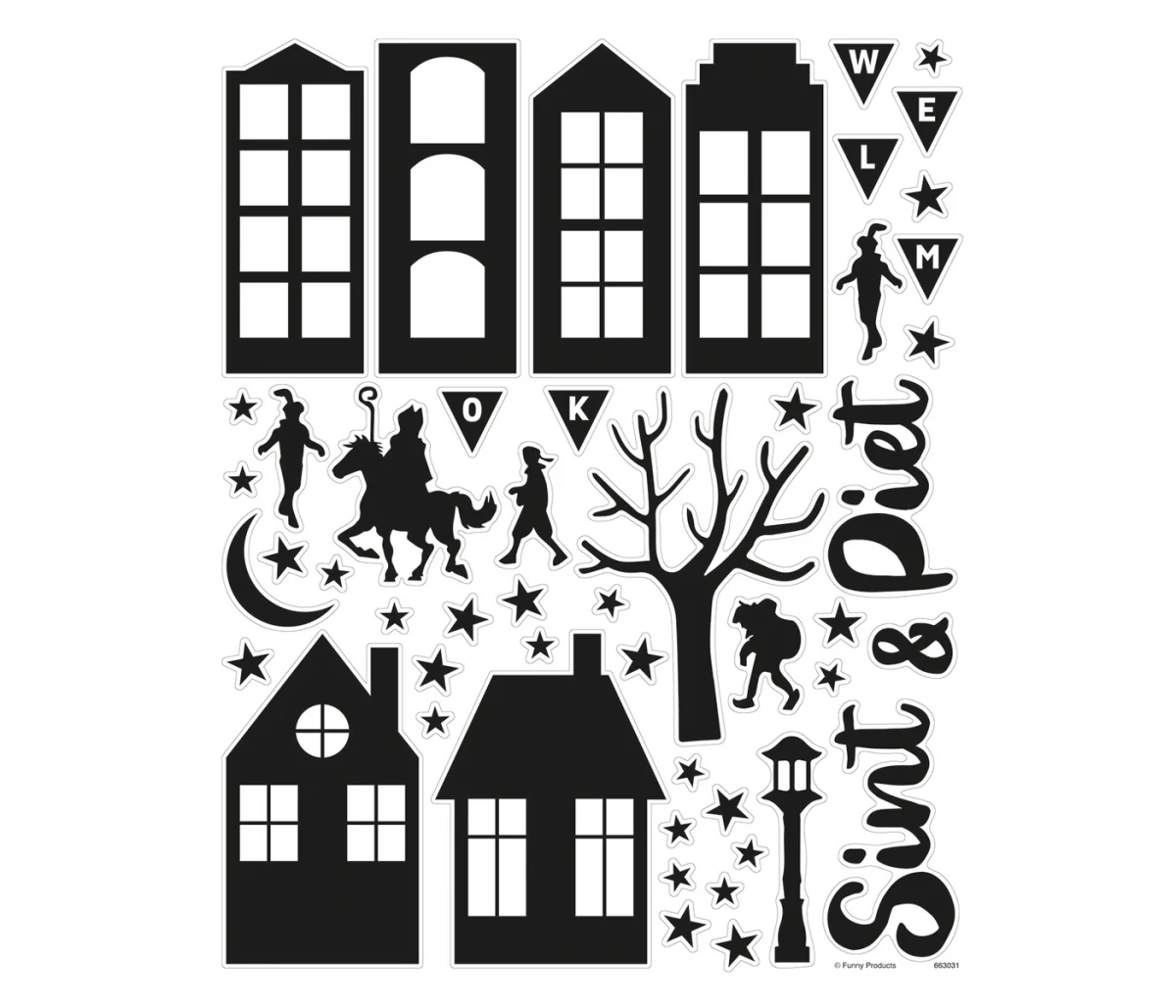 Funny Products Raamstickers Sinterklaas Zwart 50-Delig