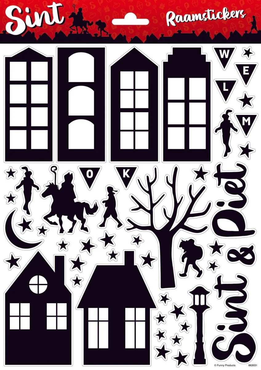 Funny Products Raamstickers Sinterklaas Zwart 50-Delig - Image 3