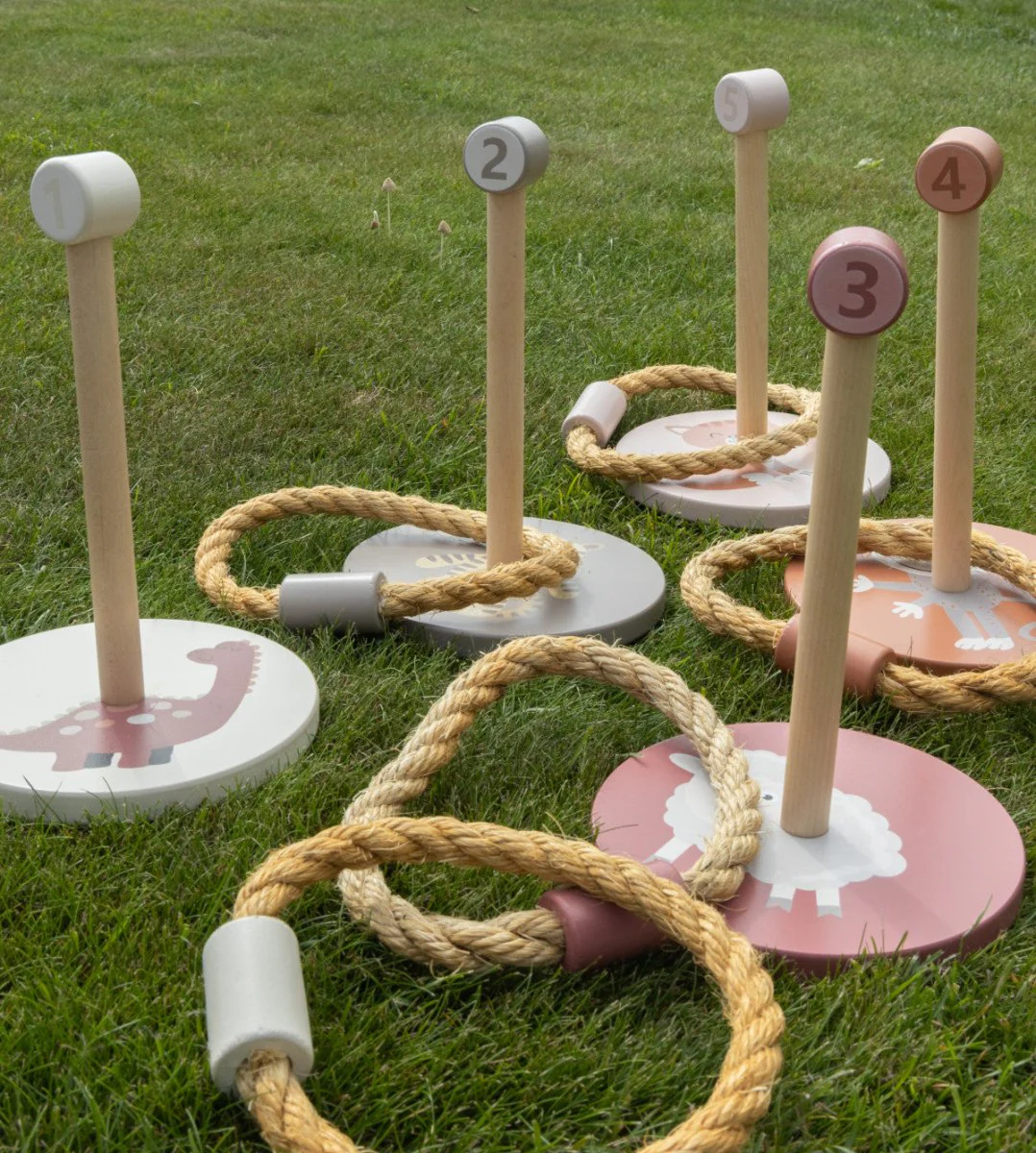 JeP Kids Houten Speelgoed Ring Gooien Taupe/Pink - Image 4