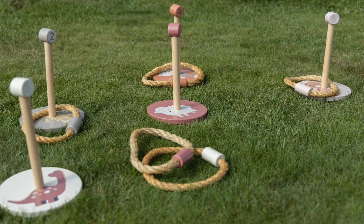JeP Kids Houten Speelgoed Ring Gooien Taupe/Pink - Image 6