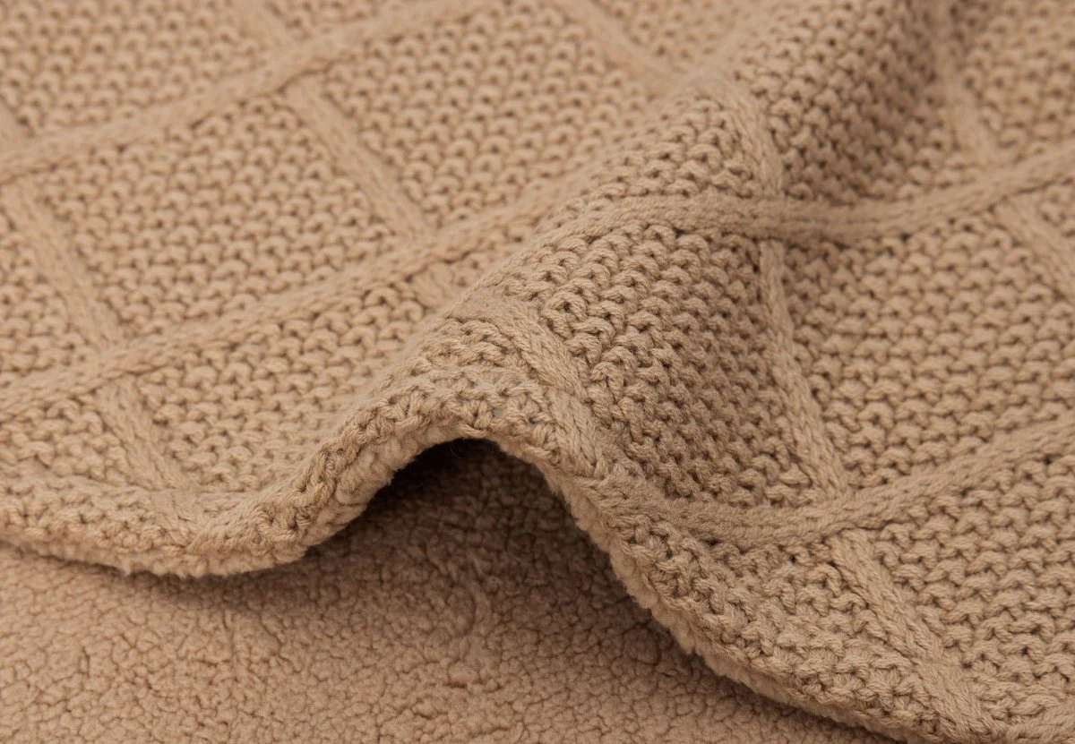 Jollein Ledikantdeken Check Knit Biscuit/Teddy Fleece 100 X 150 Cm - Image 4