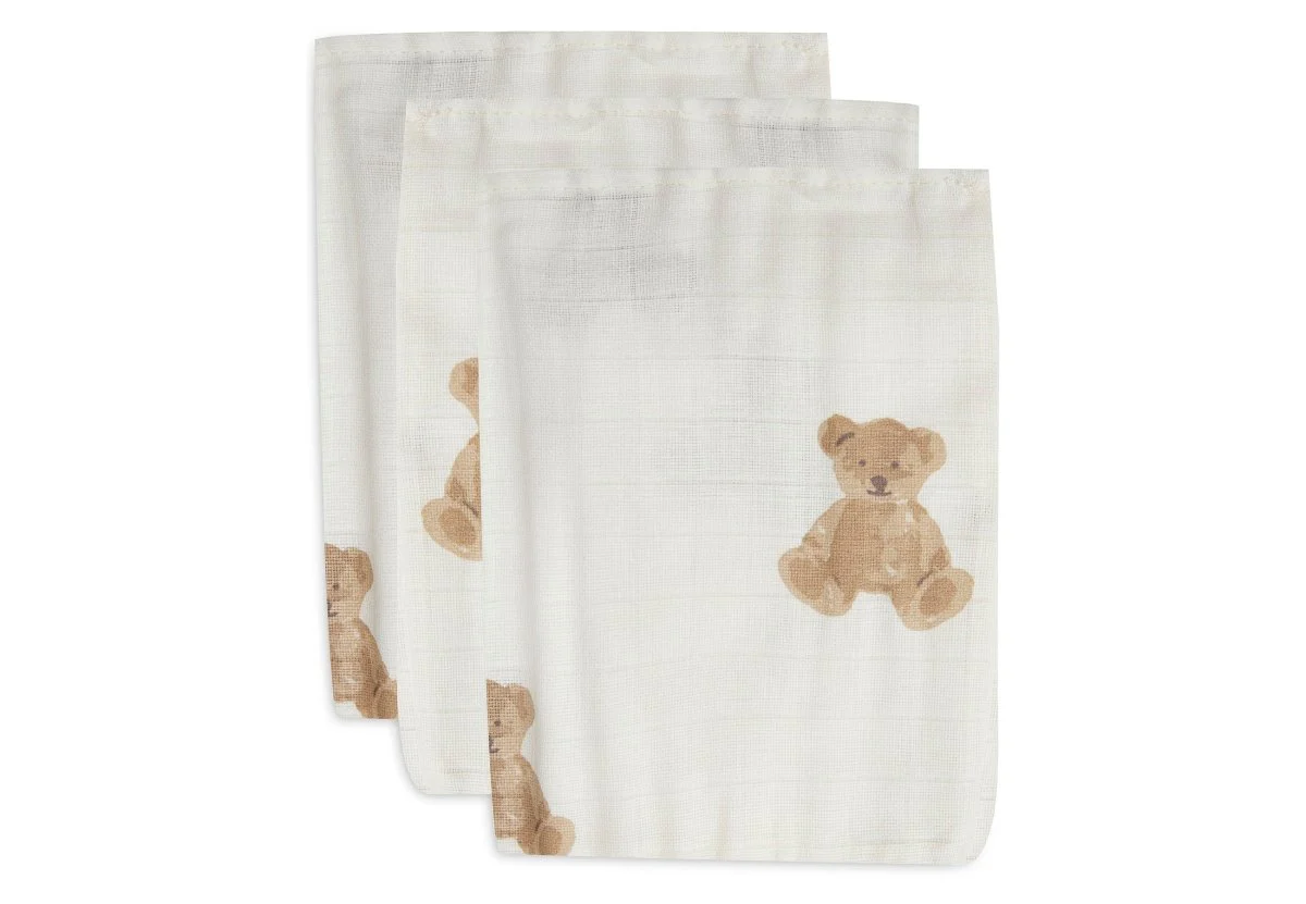 Jollein Washandje Teddy Bear 3 Stuks Hydrofiel