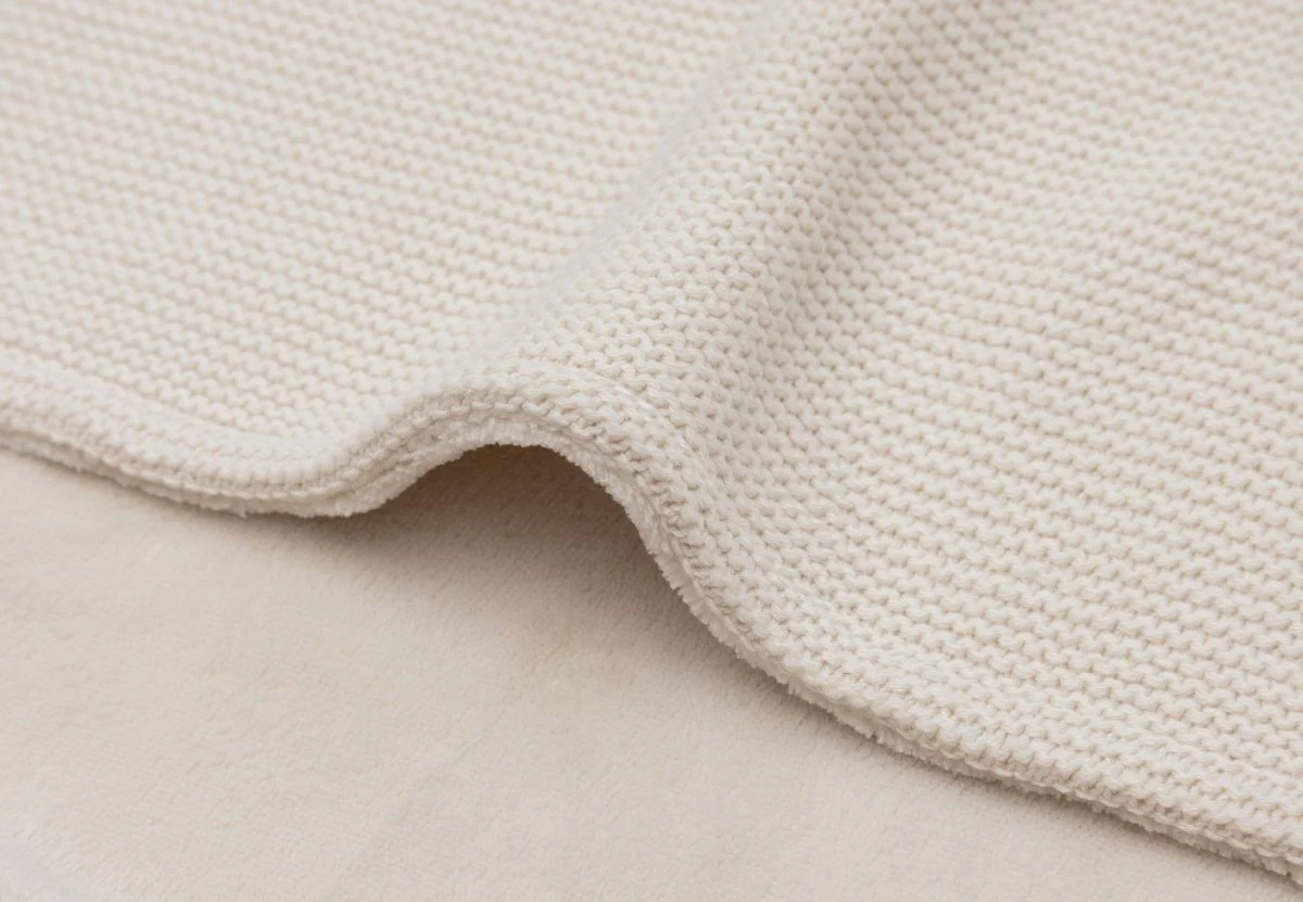 Jollein Wiegdeken Basic Knit Oatmeal/Velvet 75X100Cm - Image 4