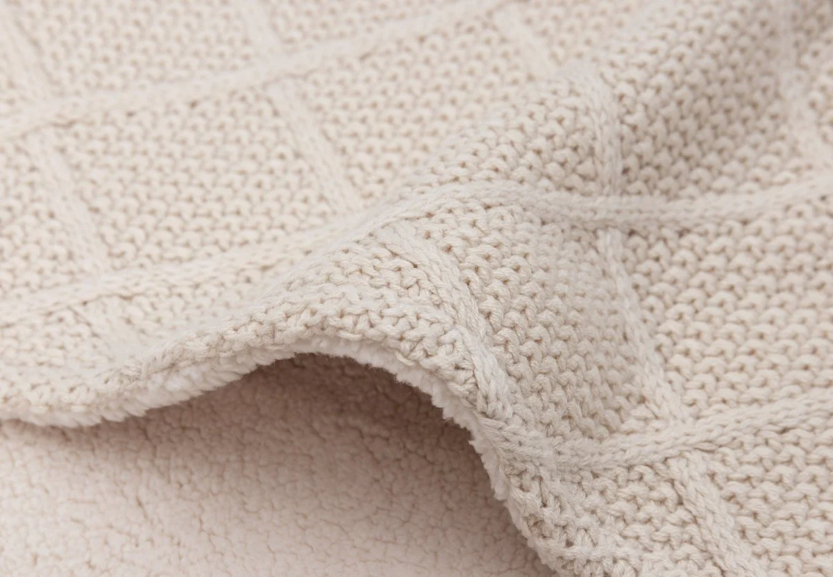 Jollein Wiegdeken Check Knit Oatmeal/Teddy Fleece 75 X 100 Cm - Image 5
