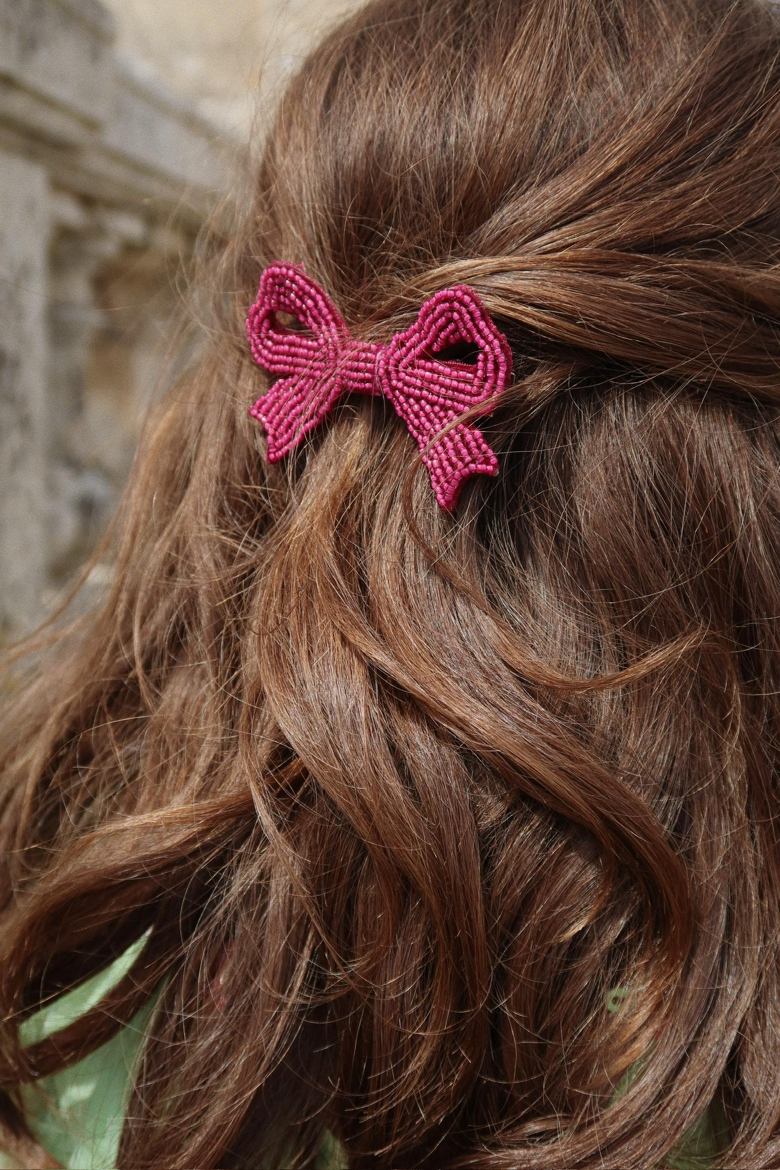 Konges Sløjd 2 Pack Pearly Bow Hair Clips Sangria - Image 3