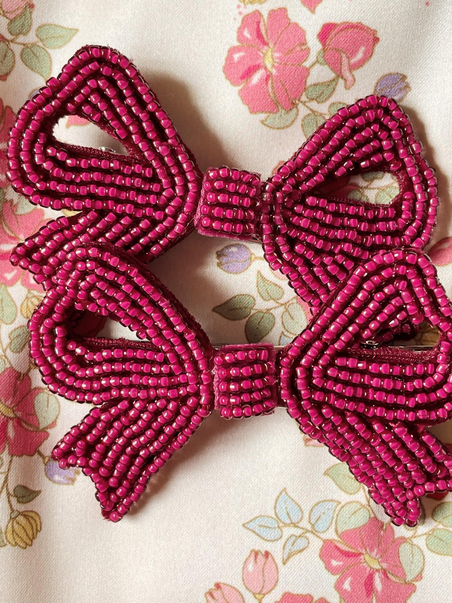 Konges Sløjd 2 Pack Pearly Bow Hair Clips Sangria - Image 4