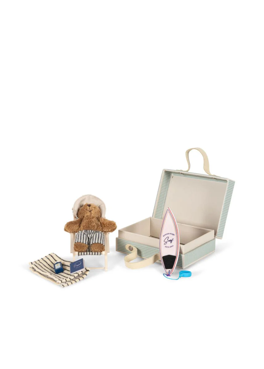 Konges Sløjd Knuffelpop Tiny Teddy Travel Blue Stripe