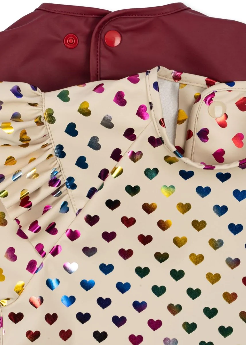 Konges Sløjd Slabbetje Met Mouwen Coeur Glitter/ Sangria 2St - Image 2