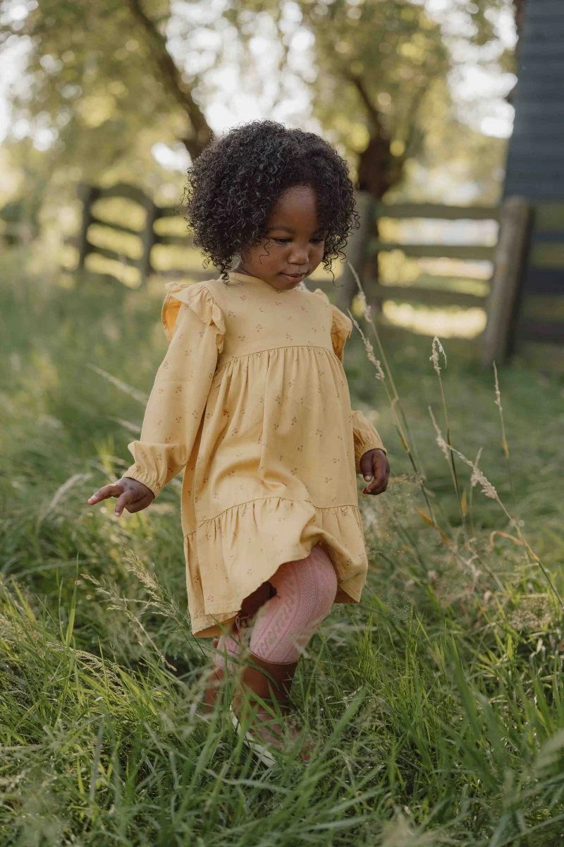Little Dutch Baby Jurkje Lange Mouwen Warm Yellow Blooming Flower - Image 3