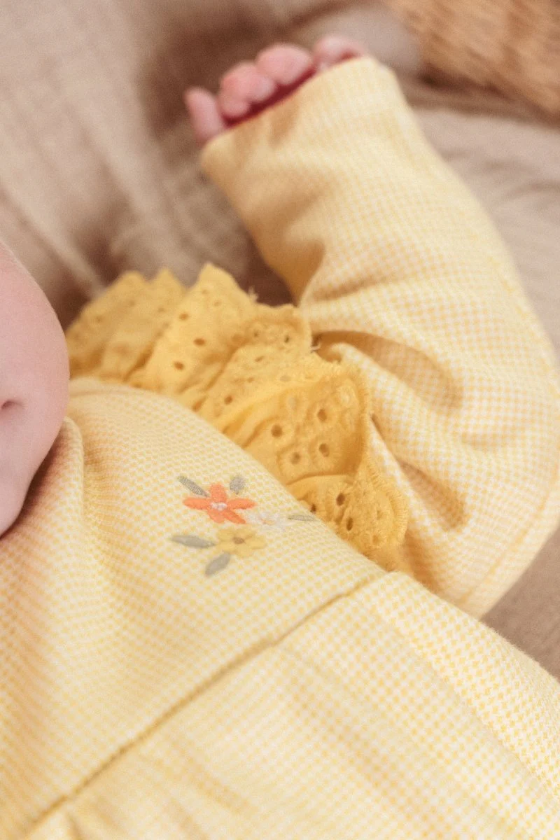 Little Dutch Baby Jurkje Warm Yellow Check Lange Mouw - Image 3