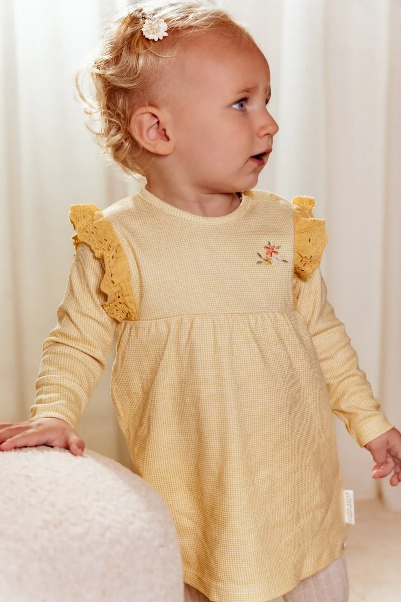 Little Dutch Baby Jurkje Warm Yellow Check Lange Mouw - Image 5
