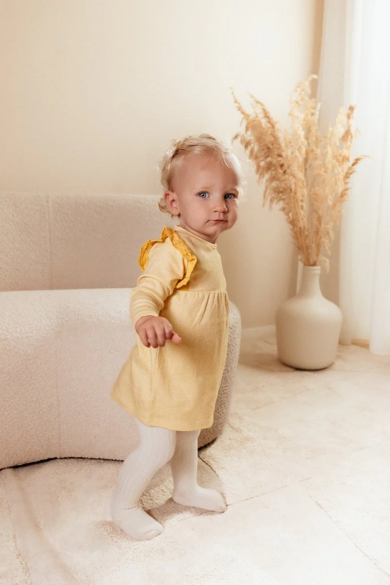 Little Dutch Baby Jurkje Warm Yellow Check Lange Mouw - Image 6