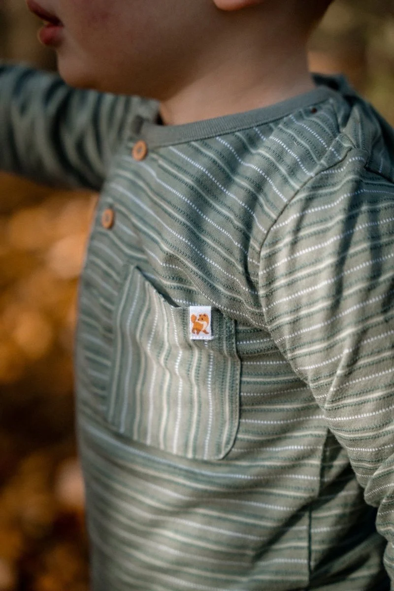 Little Dutch Baby Shirt Lange Mouw Forest Green Stripe - Image 3