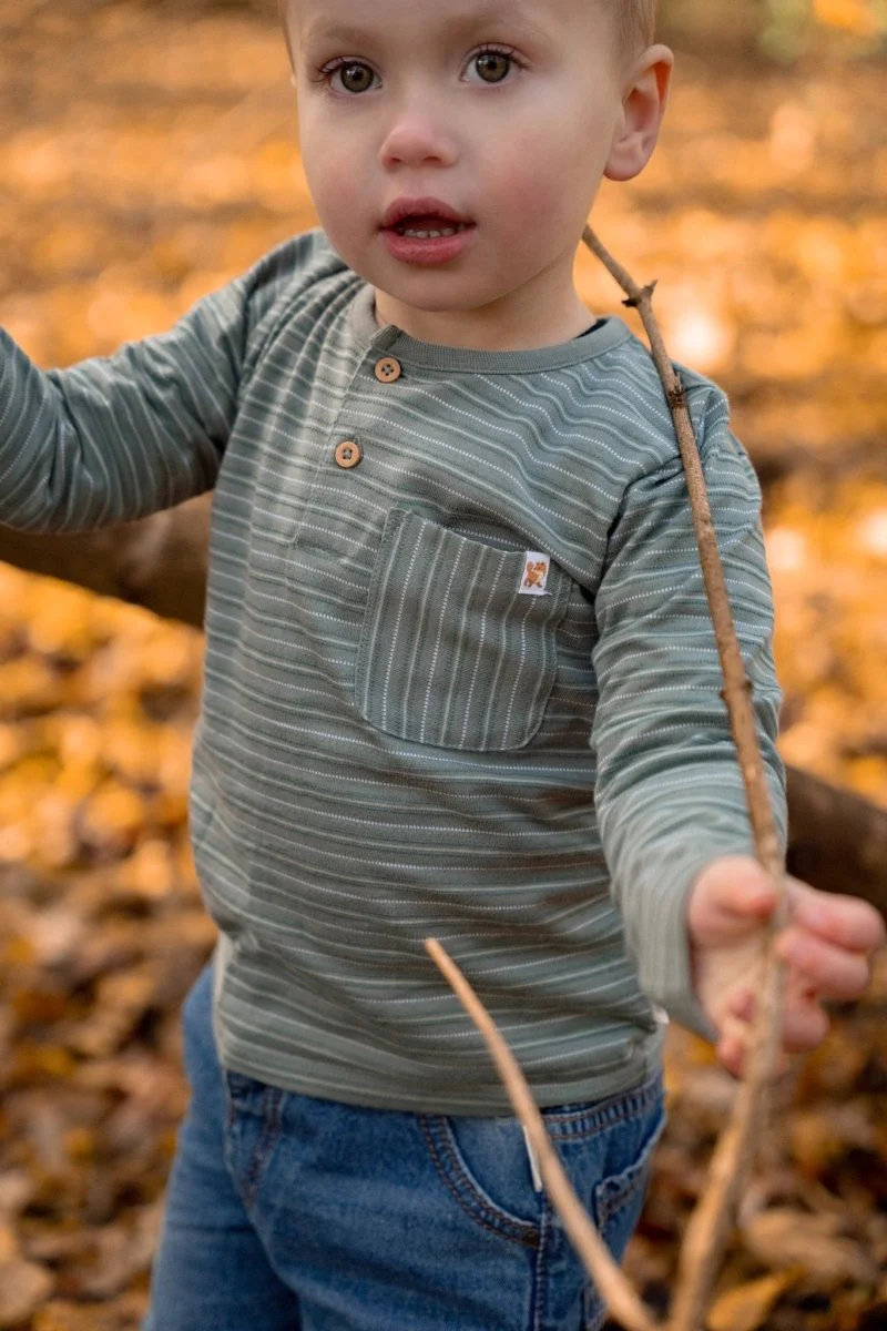 Little Dutch Baby Shirt Lange Mouw Forest Green Stripe - Image 4
