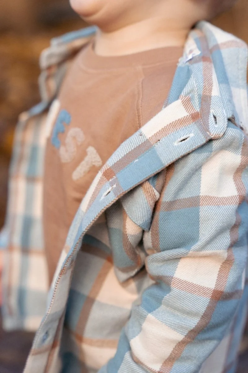 Little Dutch Babyblouse Stone Blue Check - Image 3