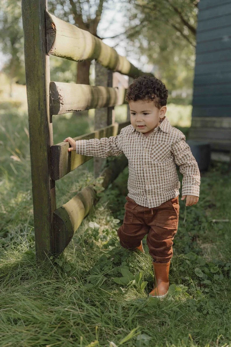 Little Dutch Babyblouse Winter Brown Check Boys - Image 3