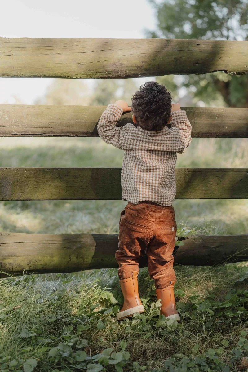 Little Dutch Babyblouse Winter Brown Check Boys - Image 4