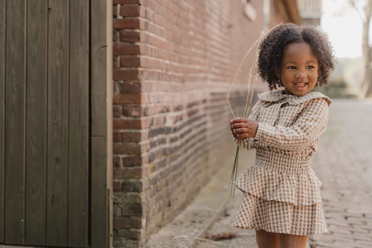 Little Dutch Babyblouse Winter Brown Check Girls - Image 5