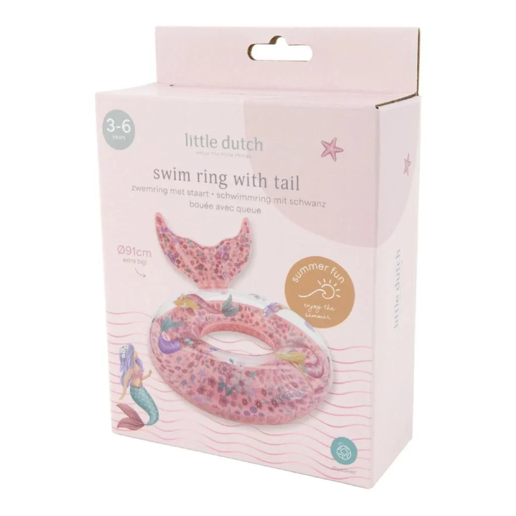 Little Dutch Dreamy Mermaid Zwemring 91cm + Staart - Image 14