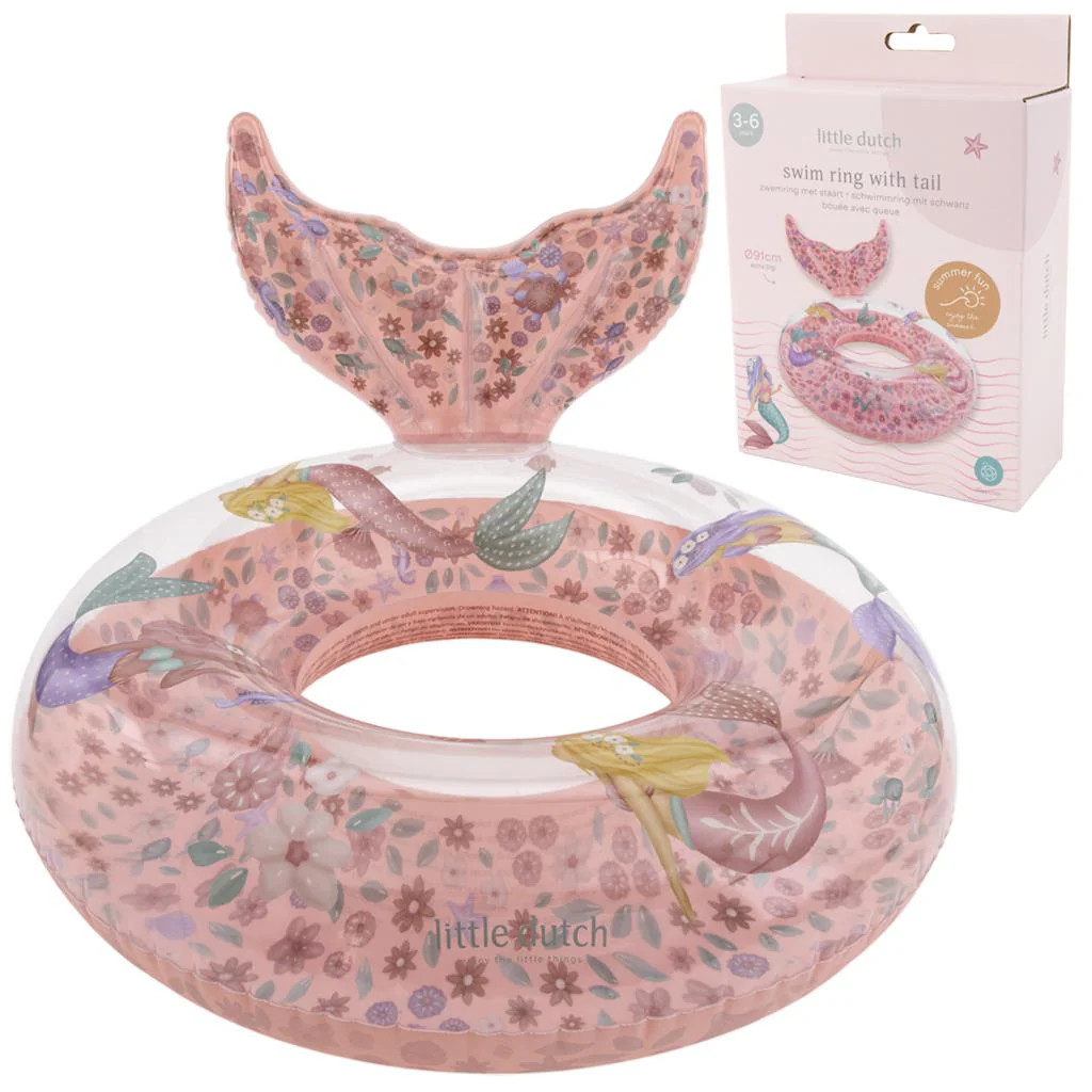 Little Dutch Dreamy Mermaid Zwemring 91cm + Staart - Image 3