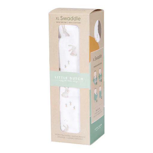 Little Dutch Inbakerdoek Hydrofiel 120x120 Baby Bunny - Image 2