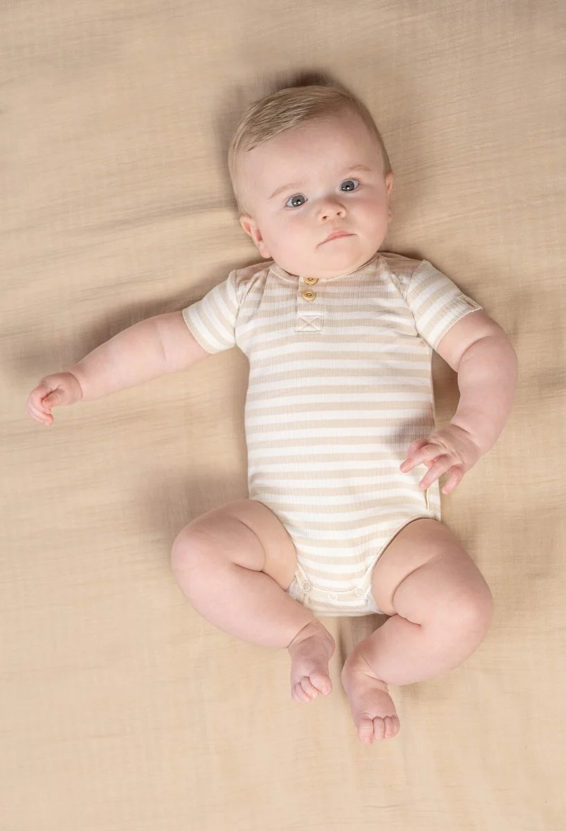 Little Dutch Romper Stripe Sand/White - Image 5