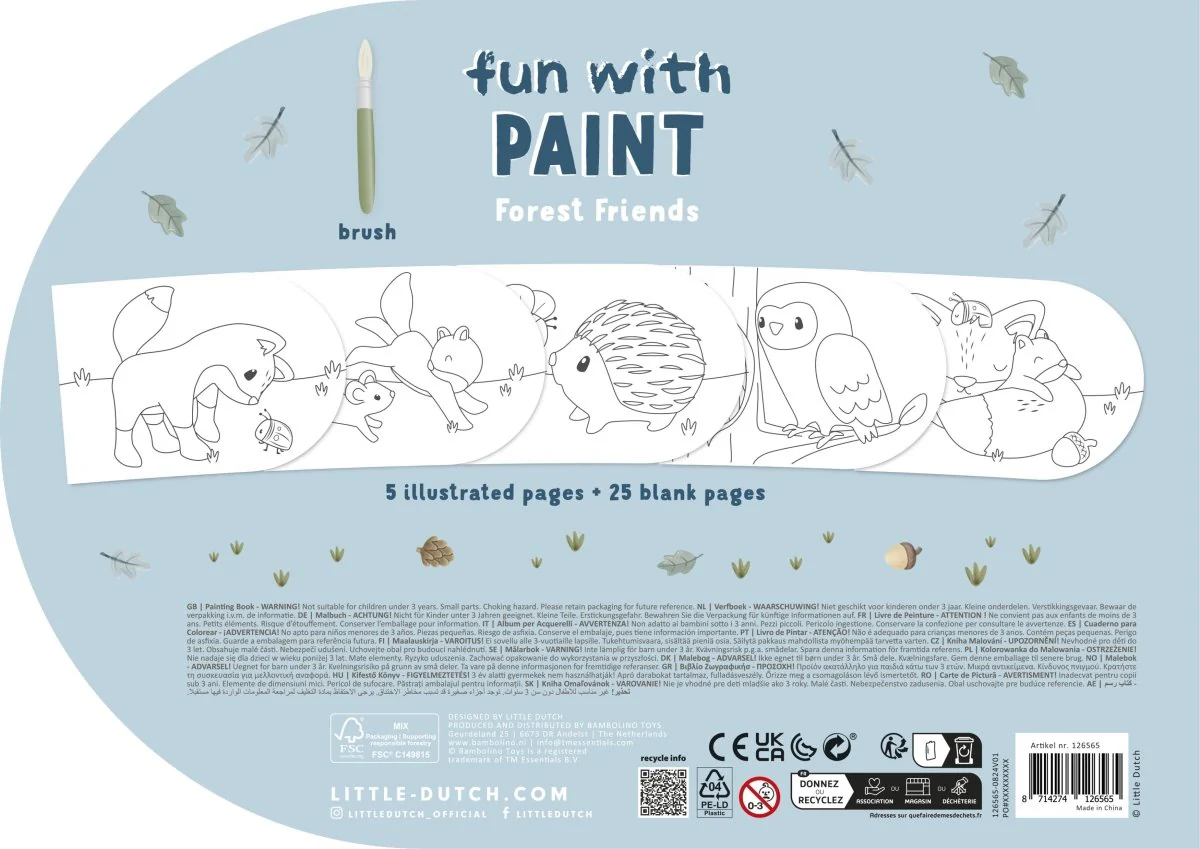 Little Dutch Verfboek Forest Friends 30 Bladzijdes Inclusief Verf En Kwast - Image 3