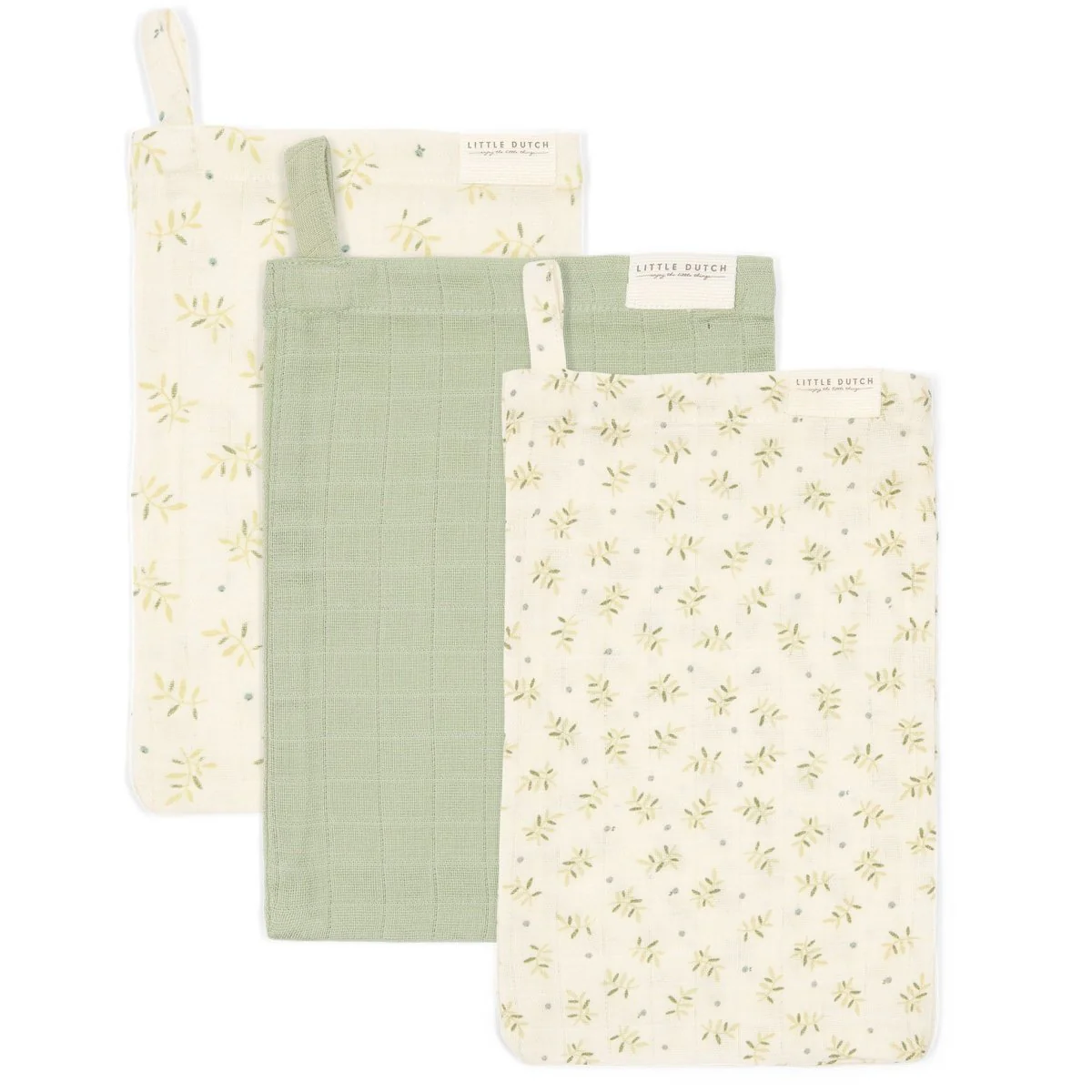 Little Dutch Washandje Hydrofiel Blueberry Leaves & Sage 3St