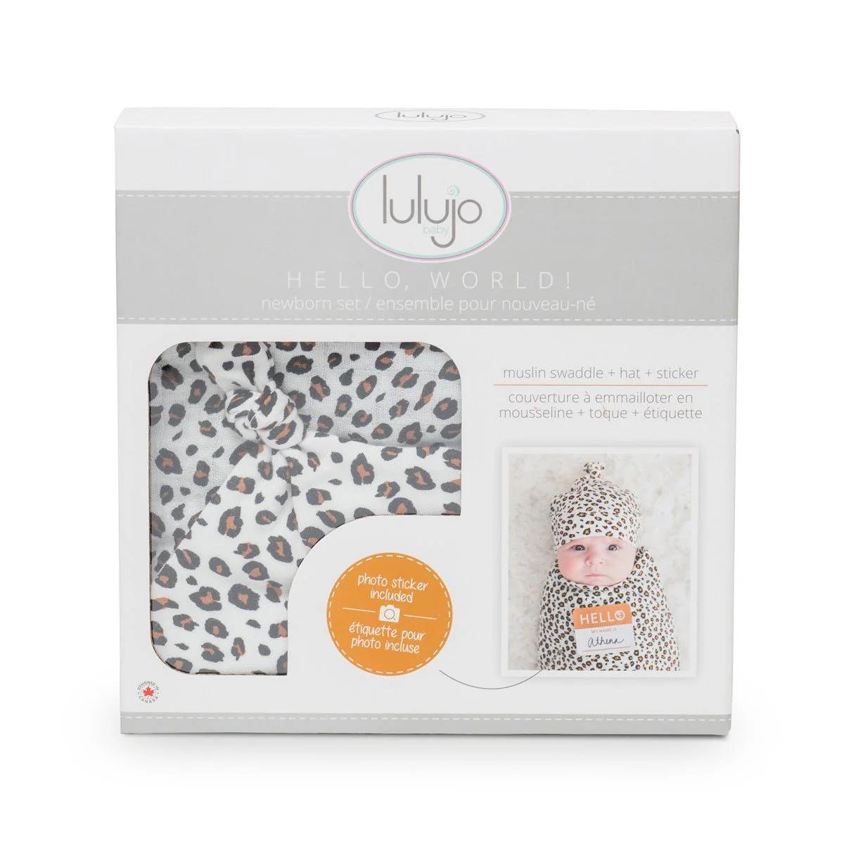 Lulujo Hydrofiele Doek Met Muts En Sticker Leopard - Image 2