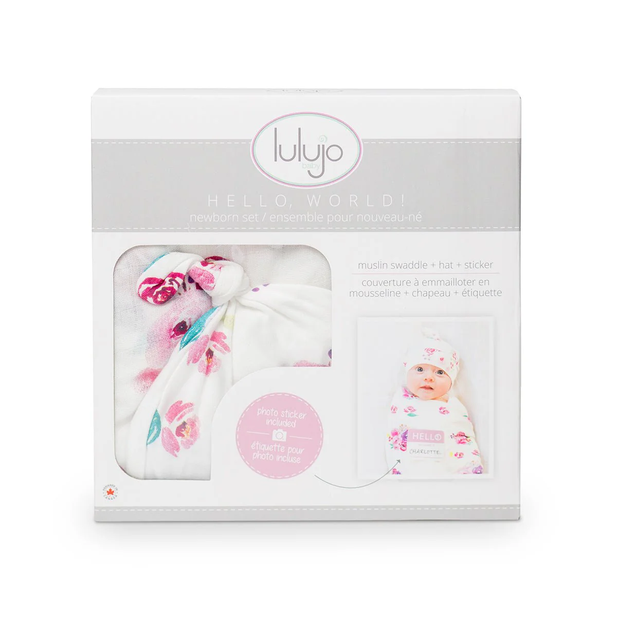 Lulujo Hydrofiele Doek Met Muts En Sticker Posies - Image 2